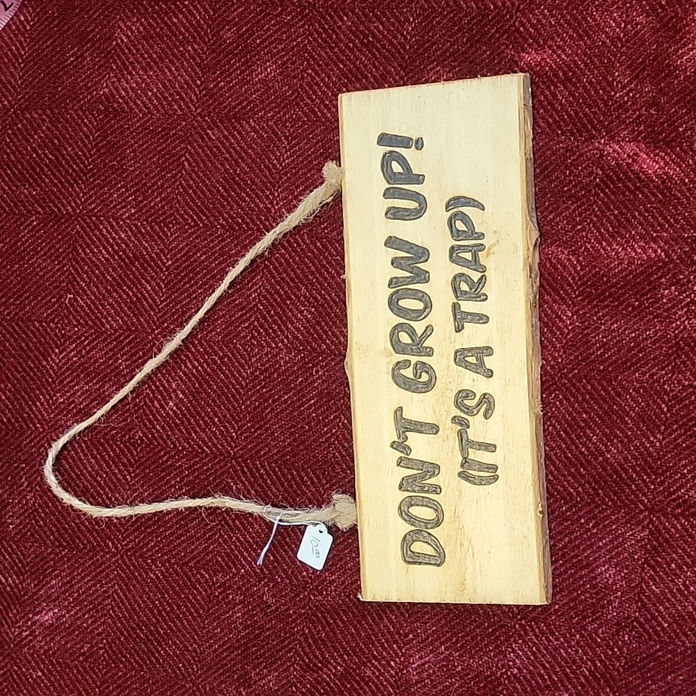 Funny pyrography sign